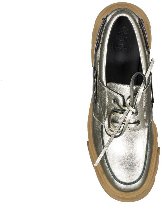 Brunello Cucinelli Gold Leather Platform Loafers