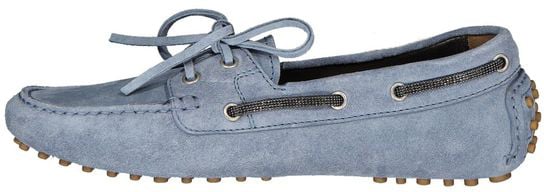 Brunello Cucinelli Blue Leather Slip-On Loafers