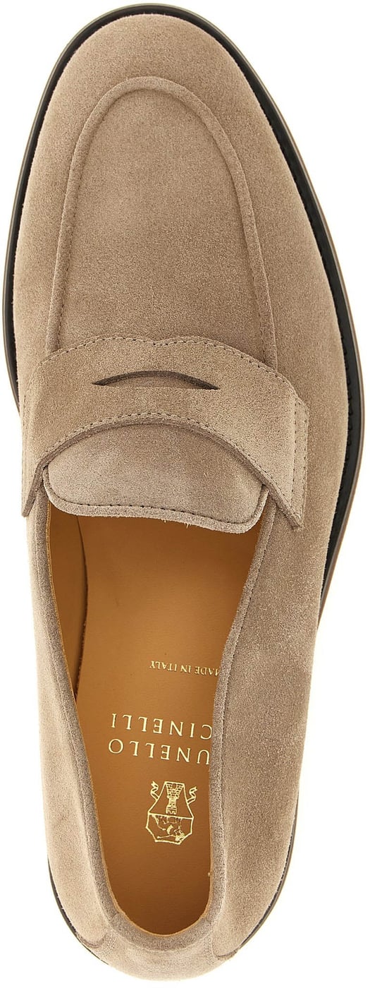 Brunello Cucinelli Gray Calfskin Slip-On Loafers