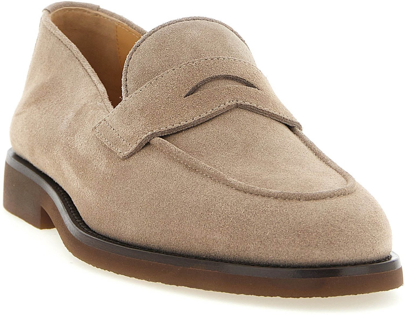 Brunello Cucinelli Gray Calfskin Slip-On Loafers