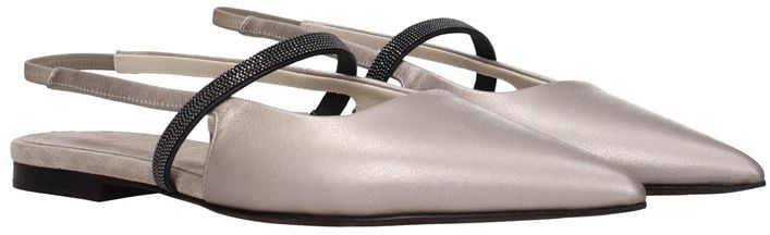 Brunello Cucinelli Beige Leather Mules