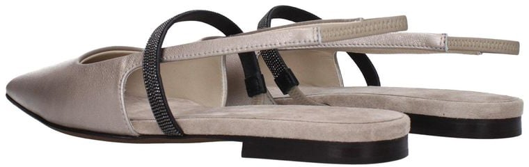 Brunello Cucinelli Beige Leather Mules