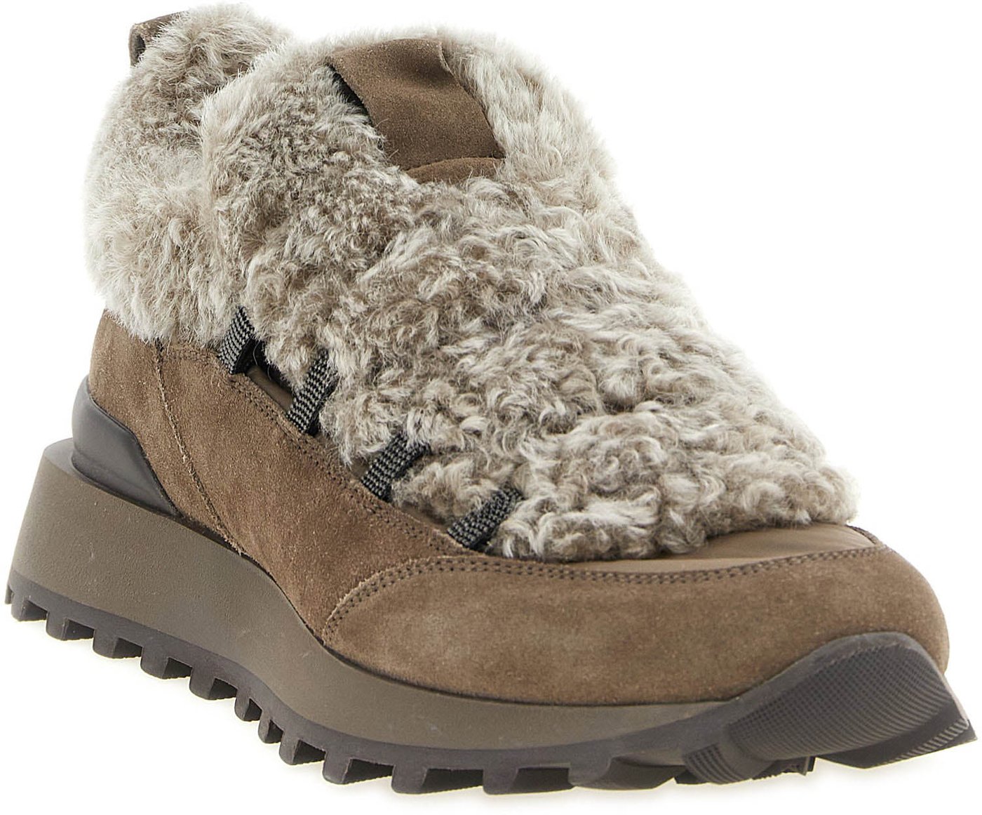 Brunello Cucinelli Brown Calfskin Chunky Sneakers