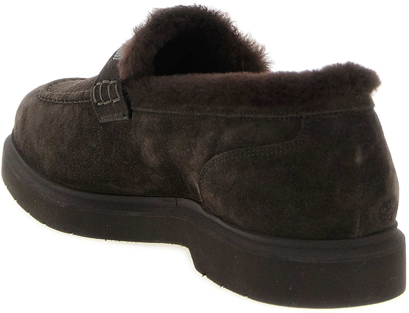 Brunello Cucinelli Brown Calfskin Slip-On Loafers