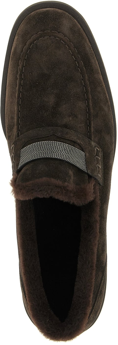 Brunello Cucinelli Brown Calfskin Slip-On Loafers
