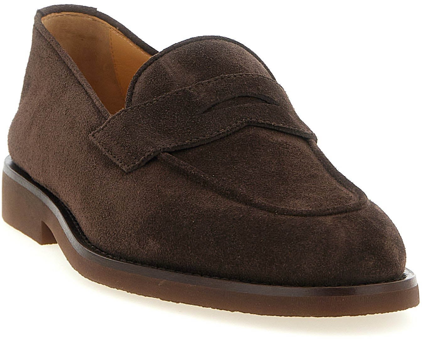 Brunello Cucinelli Brown Calfskin Slip-On Loafers