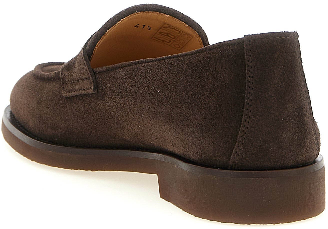 Brunello Cucinelli Brown Calfskin Slip-On Loafers