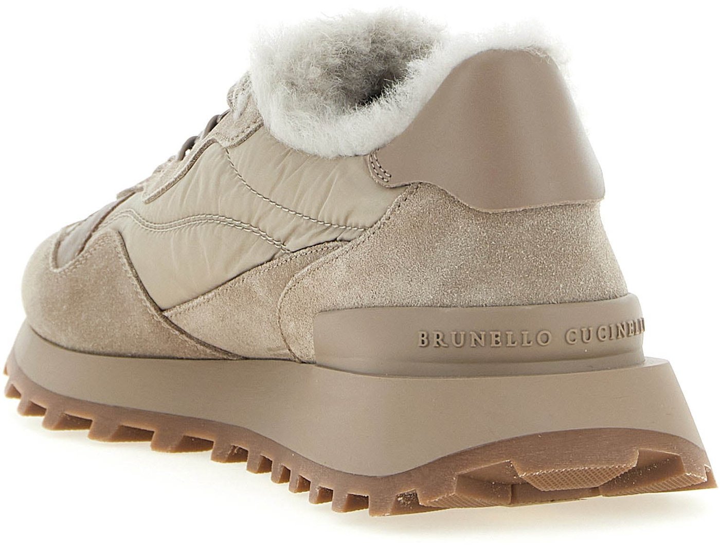 Brunello Cucinelli Beige Calfskin Athletic Sneakers