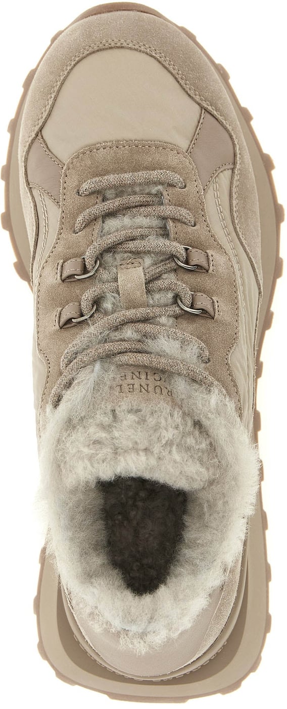 Brunello Cucinelli Beige Calfskin Athletic Sneakers