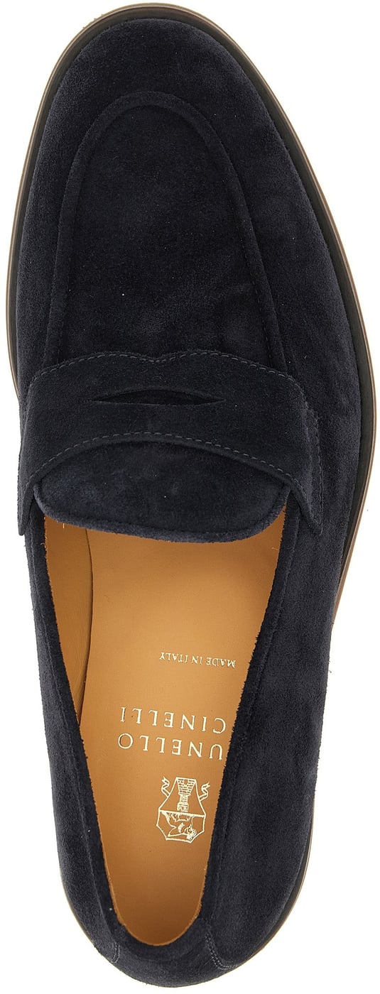 Brunello Cucinelli Blue Calfskin Slip-On Loafers