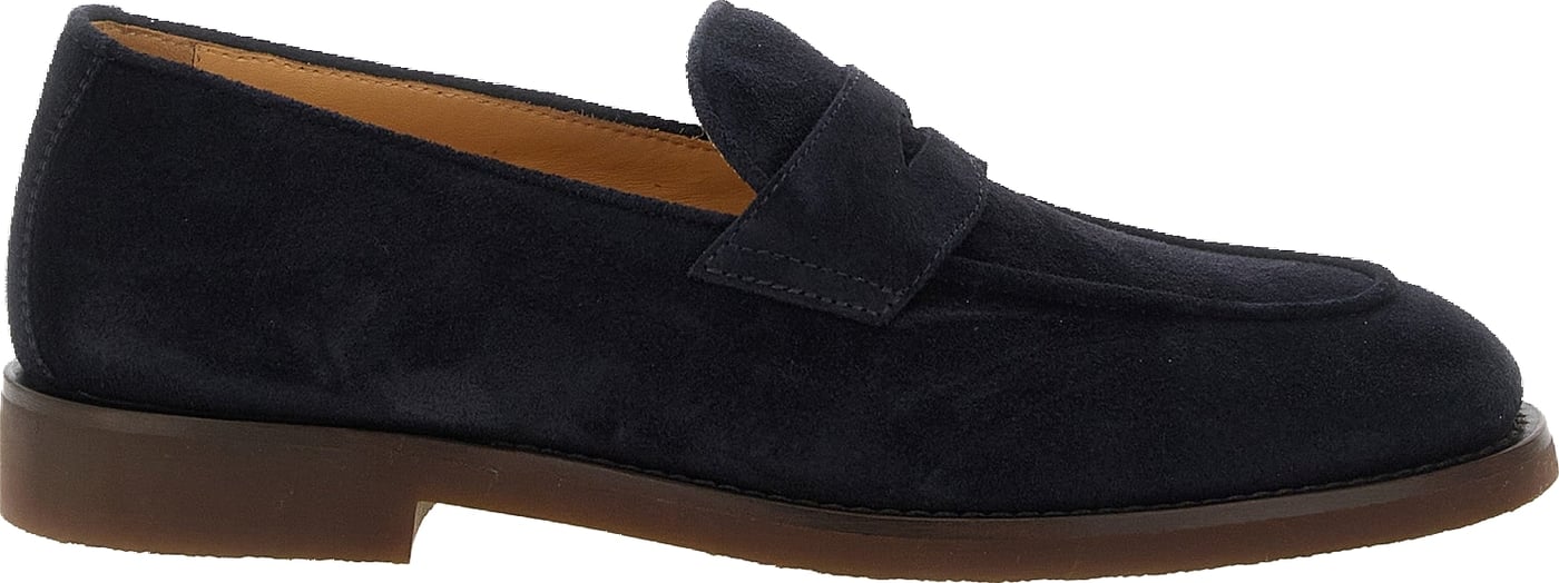 Brunello Cucinelli Blue Calfskin Slip-On Loafers