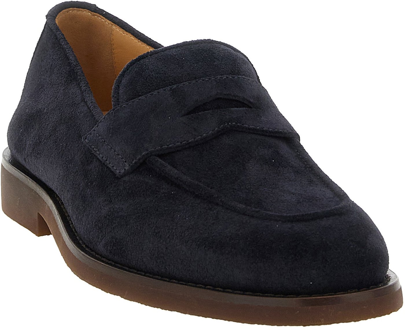 Brunello Cucinelli Blue Calfskin Slip-On Loafers