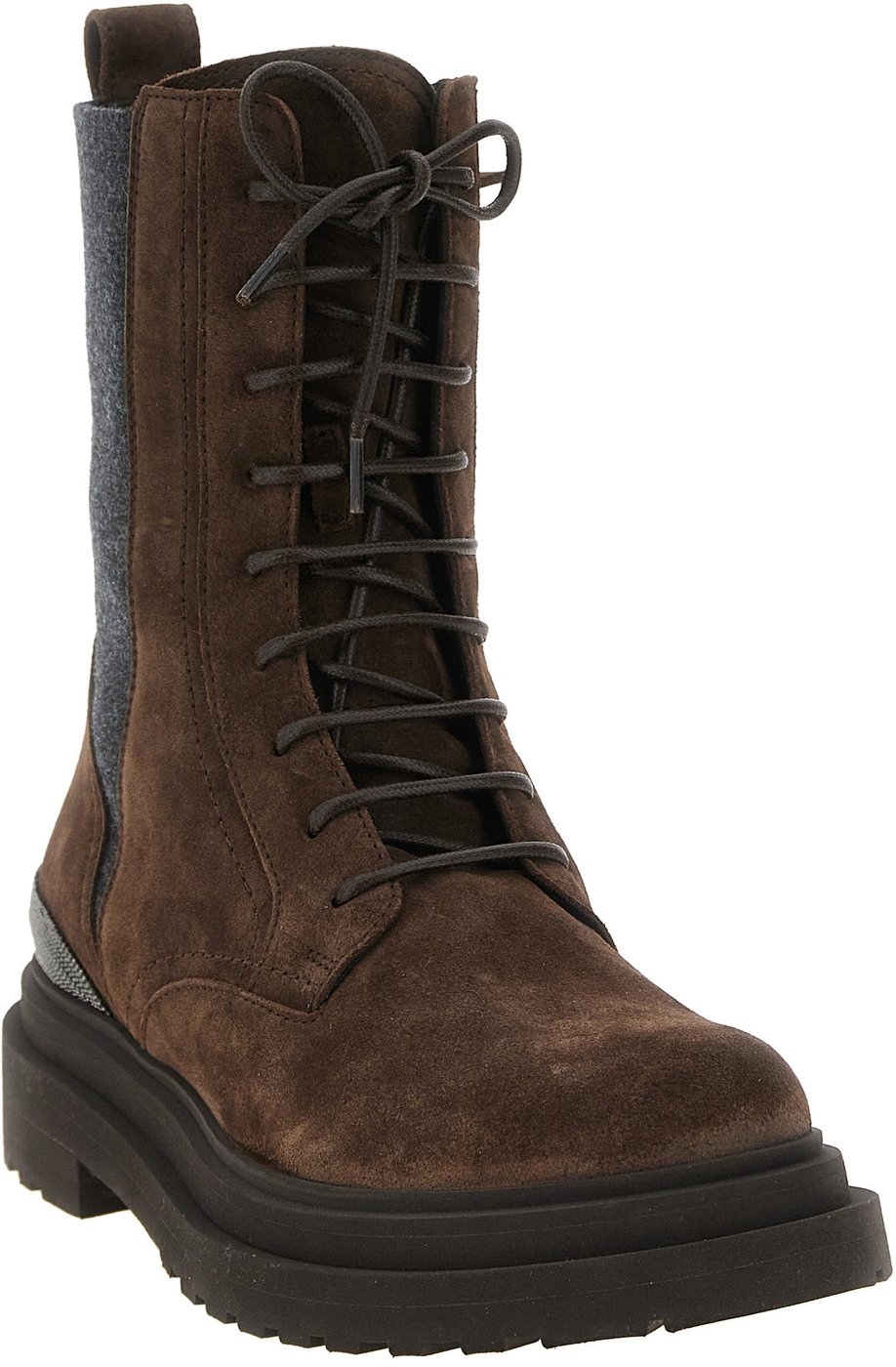 Brunello Cucinelli Brown Calfskin Lace-Up Boots