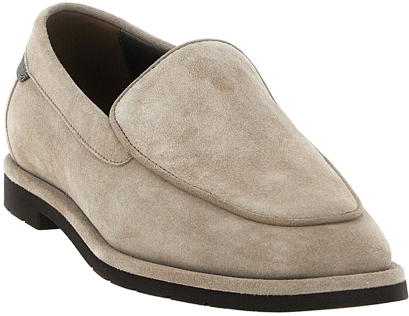 Brunello Cucinelli Beige Calfskin Slip-On Loafers