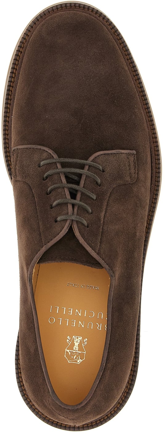 Brunello Cucinelli Brown Calfskin Oxfords And Derbies