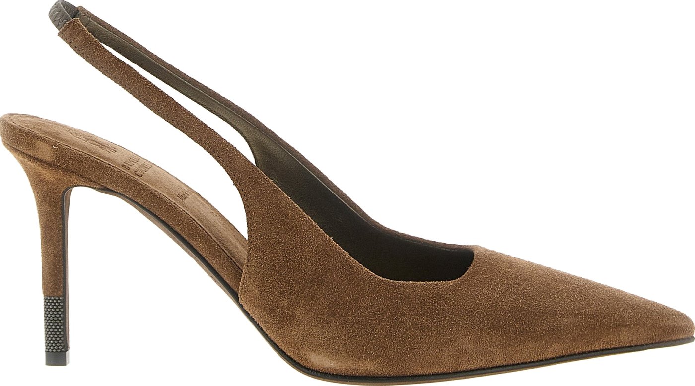 Brunello Cucinelli Brown Calfskin High Heel Pumps
