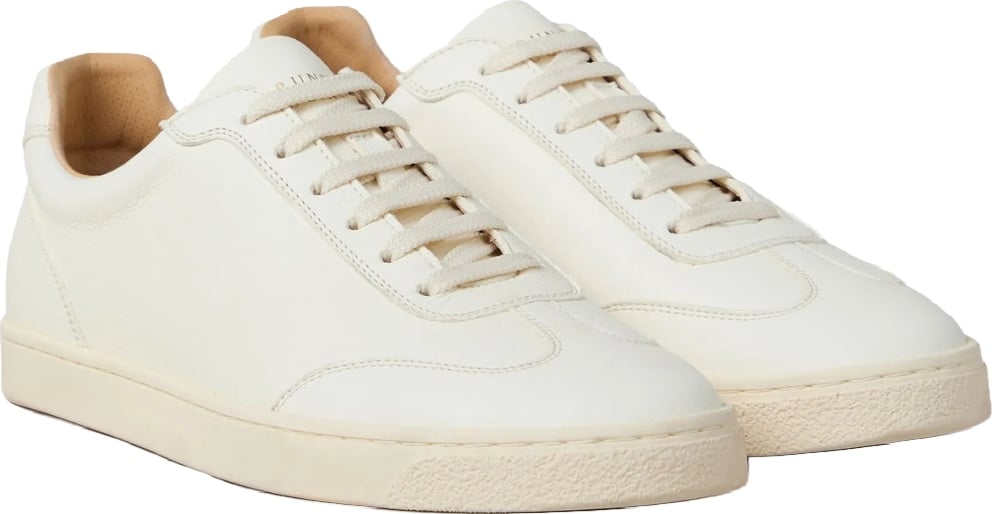 Brunello Cucinelli White logo-print leather Man sneakers