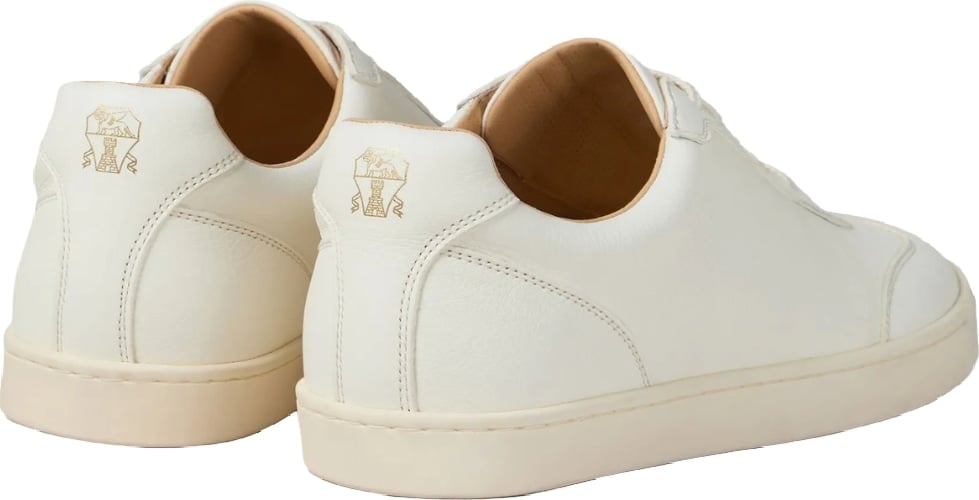 Brunello Cucinelli White logo-print leather Man sneakers