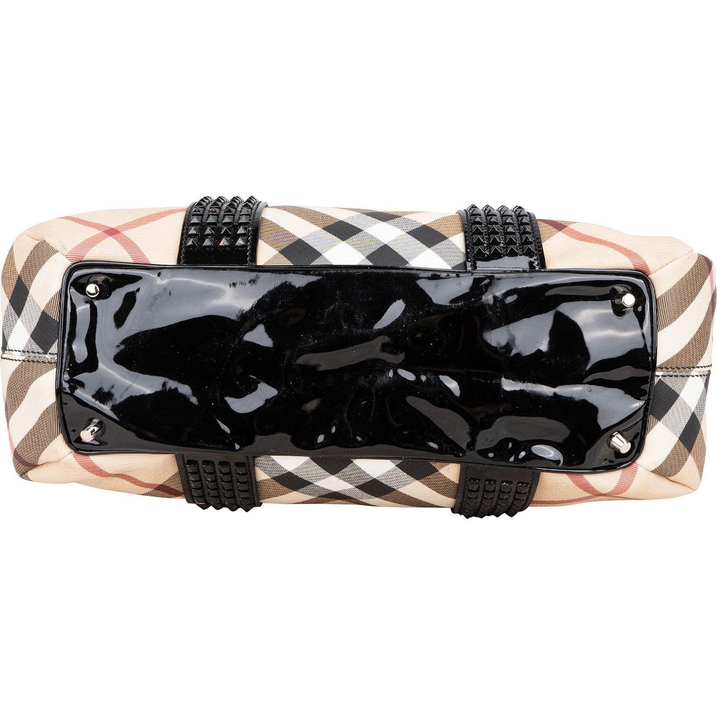 Burberry Nova-Check Studded Knight Hobo Handbag