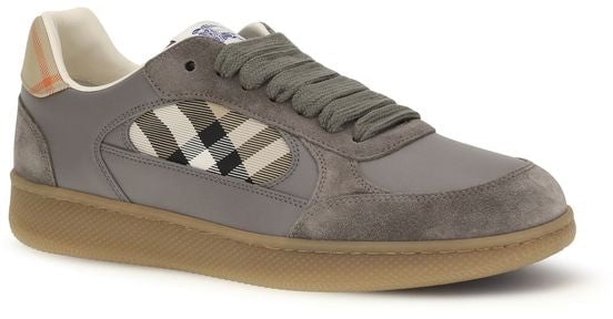 Burberry Gray Calf Leather Bos Taurus Low Top Sneakers