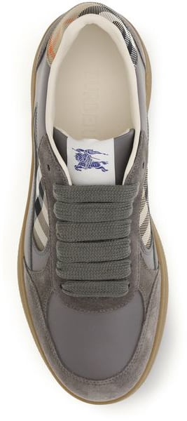 Burberry Gray Calf Leather Bos Taurus Low Top Sneakers