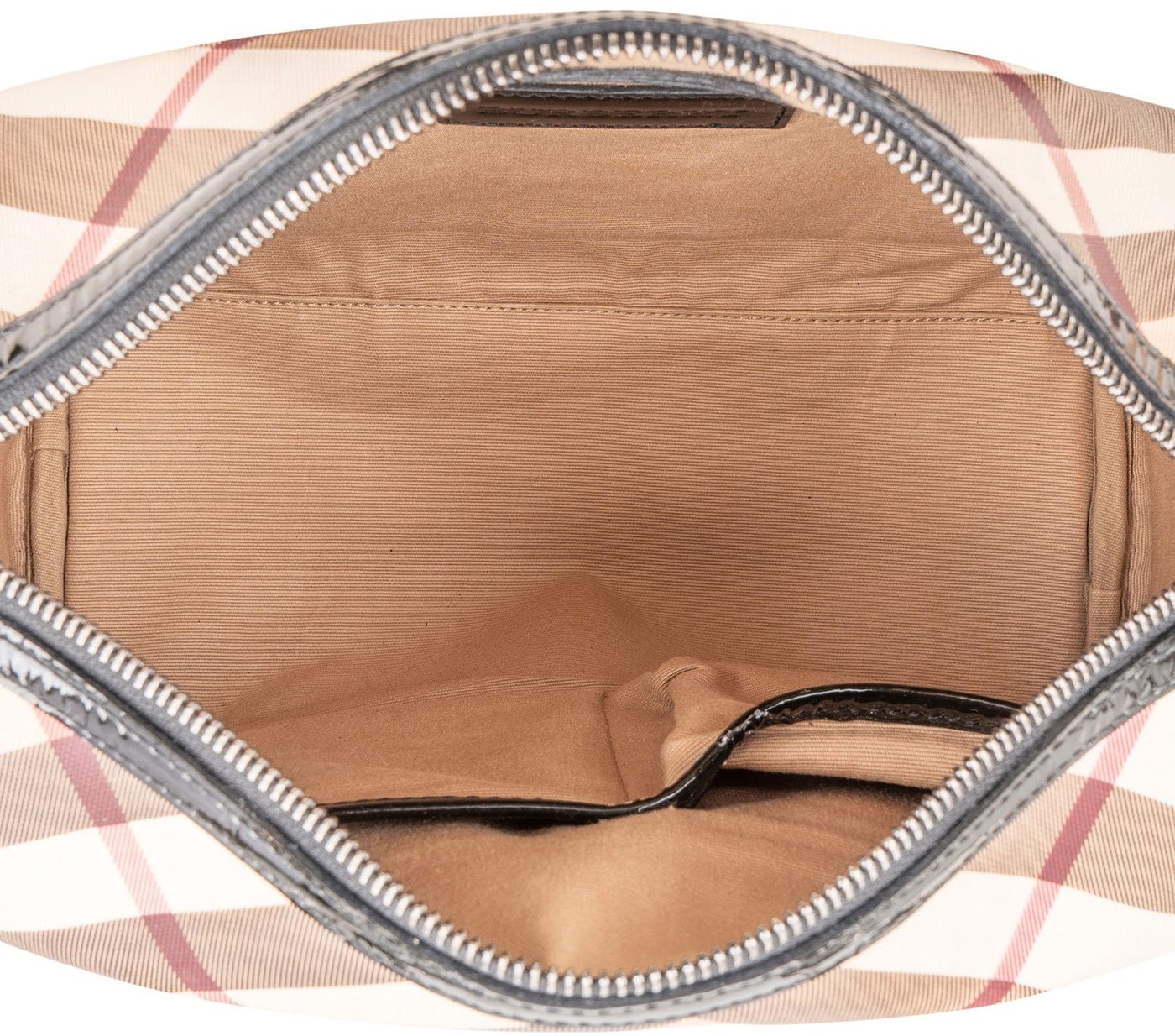 Burberry Nova-Check Monogram Patent Leather Nova Check Small Boston Bag Handbag