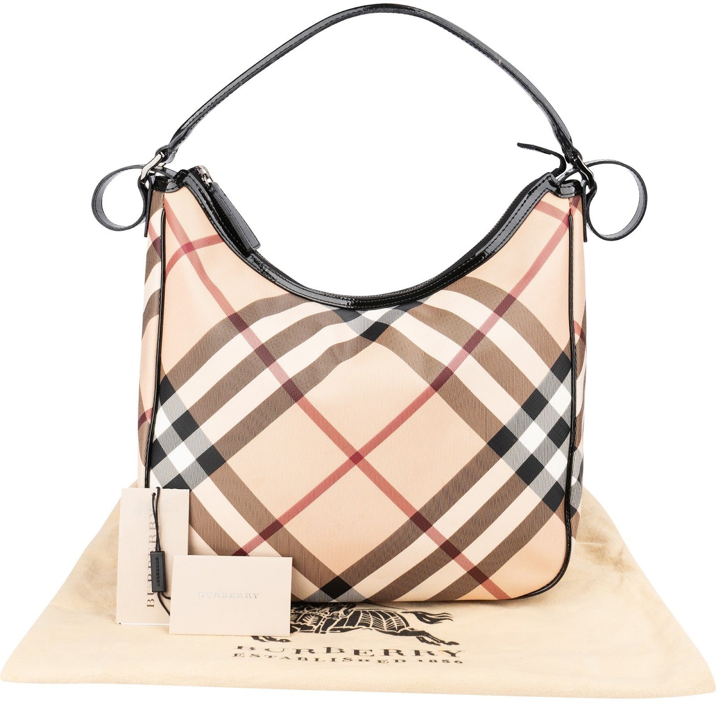 Burberry Nova-Check Monogram Hobo Shoulder Bag