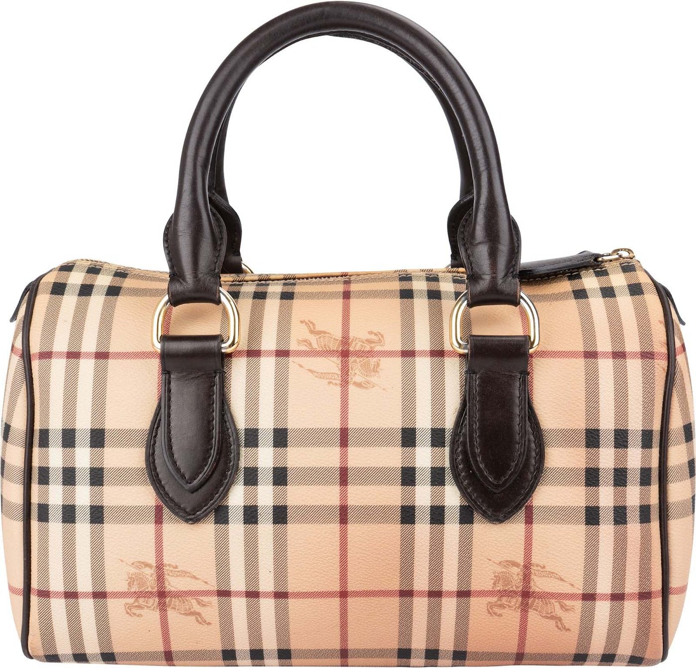 Burberry Haymarket Check Coated Canvas Boston 30 Handbag