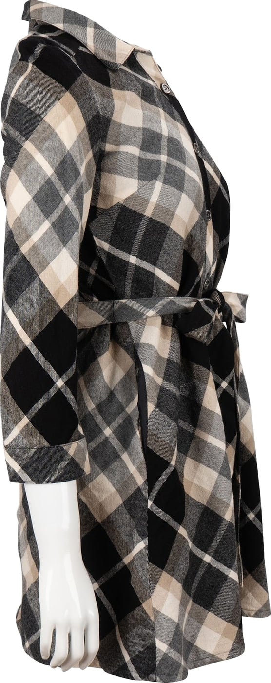 Burberry Blue Label Checked Wool Belt Longsleeve Button Up Dress (38)