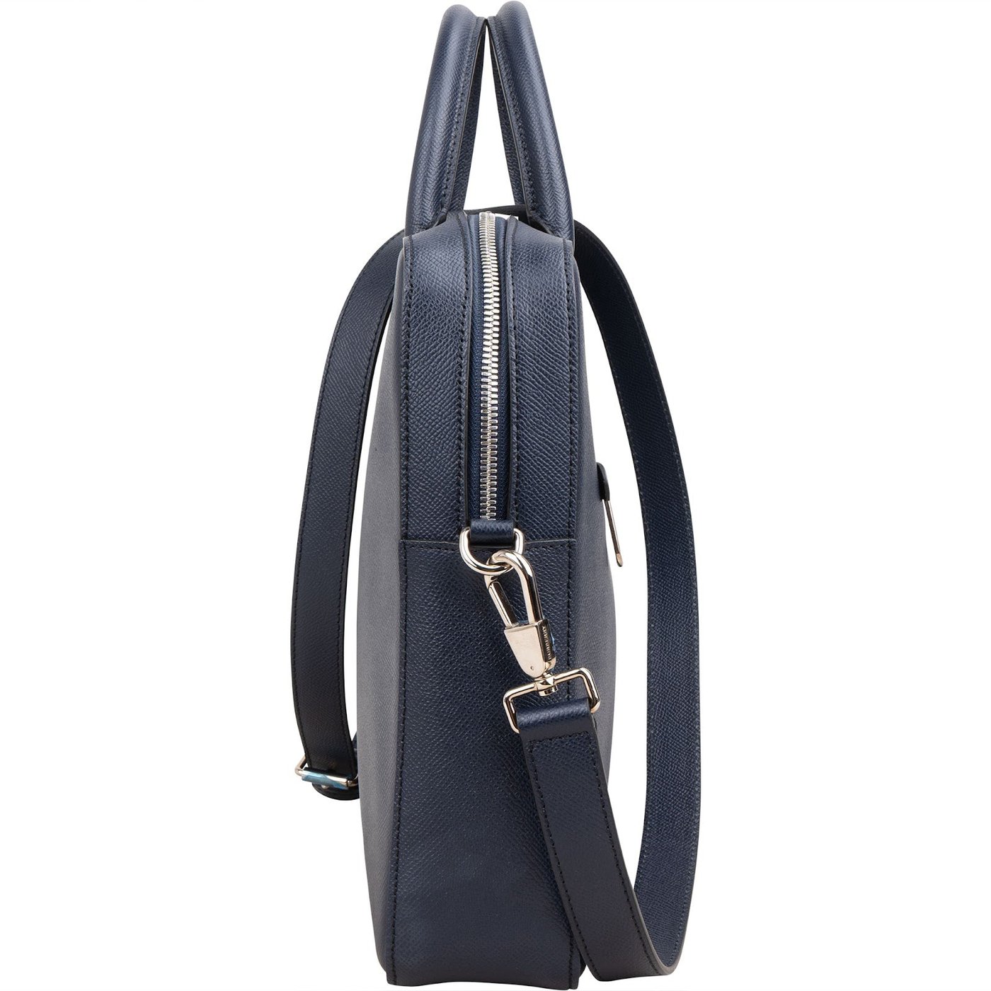 Burberry Blue Pebbled Leather Briefcase Handbag