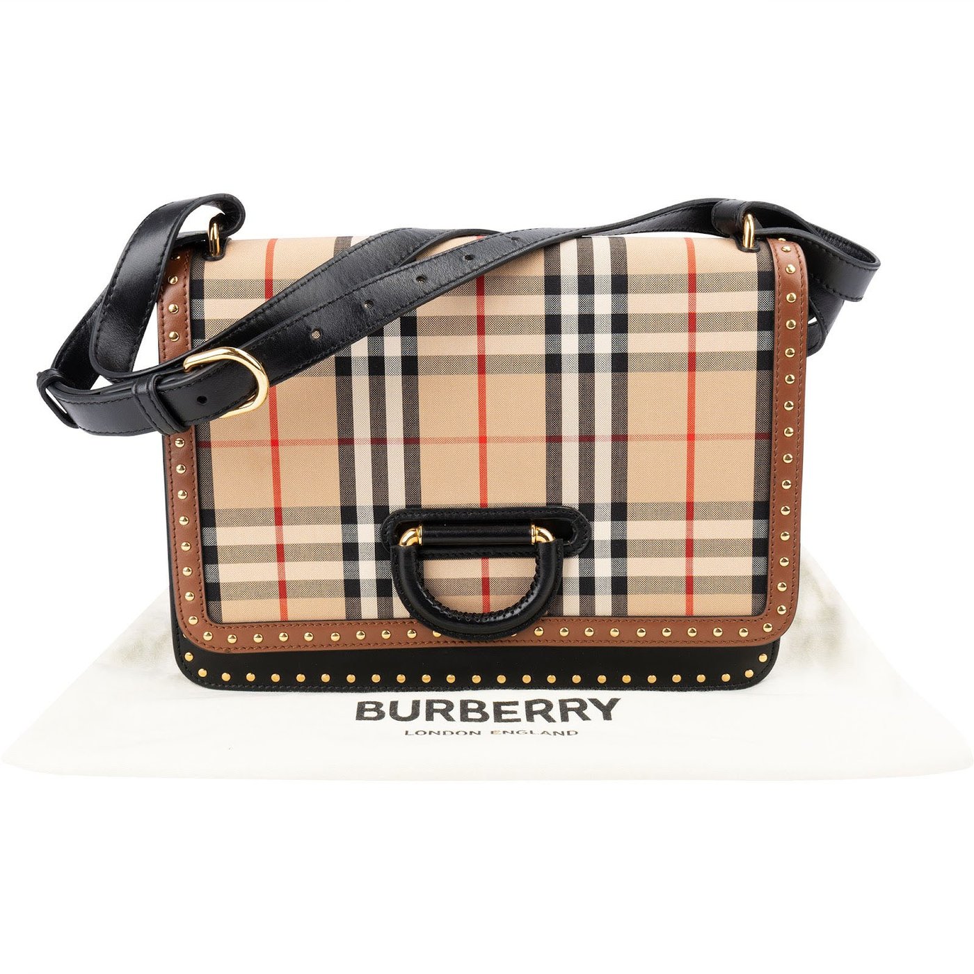 Burberry Vintage Check Studded D-Ring Crossbody Bag