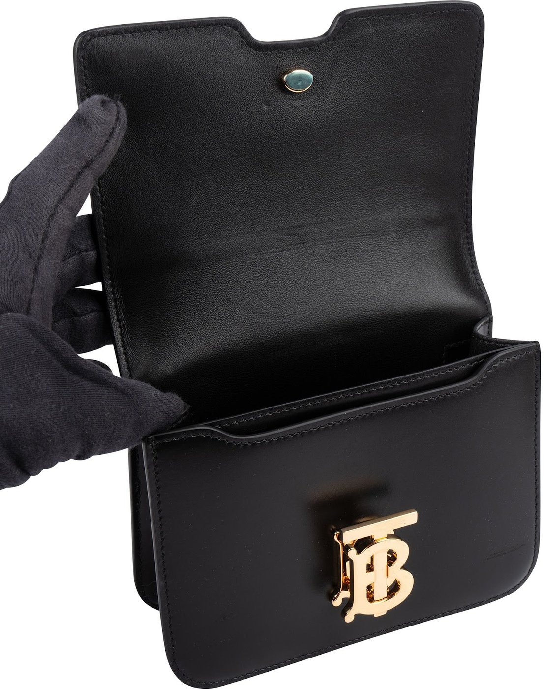 Burberry Black Leather TB Belt Handbag