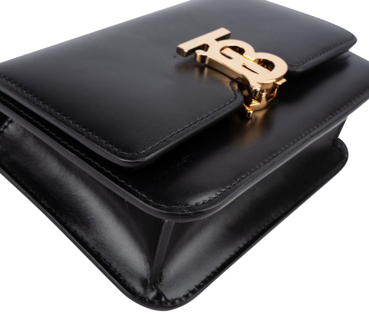 Burberry Black Leather TB Belt Handbag