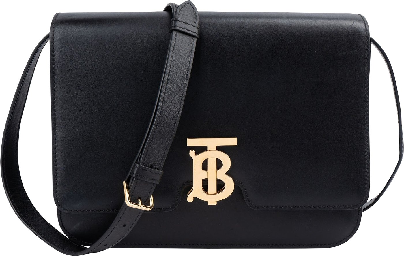 Burberry Calfskin Box Leather TB Crossbody Bag