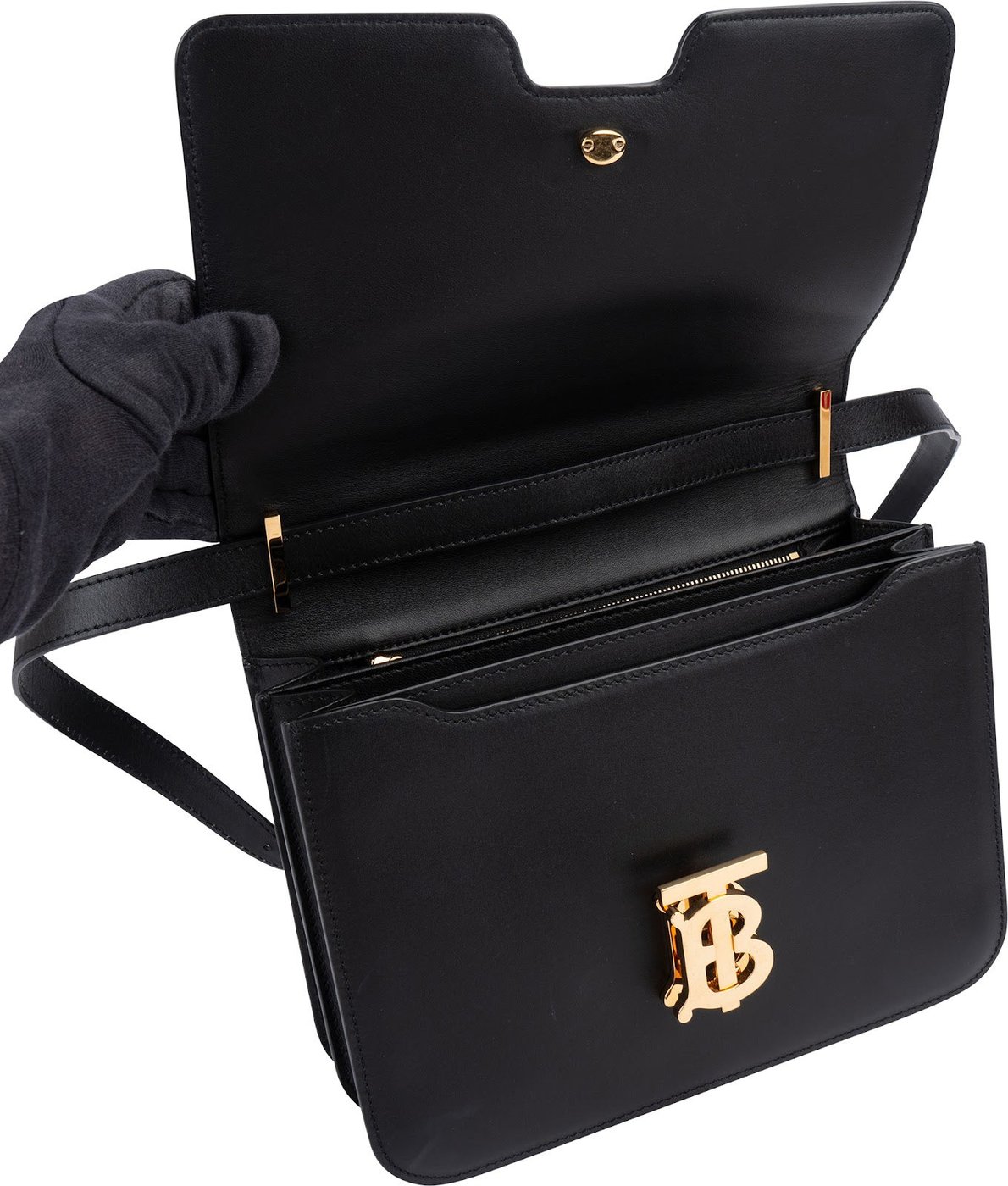 Burberry Calfskin Box Leather TB Crossbody Bag