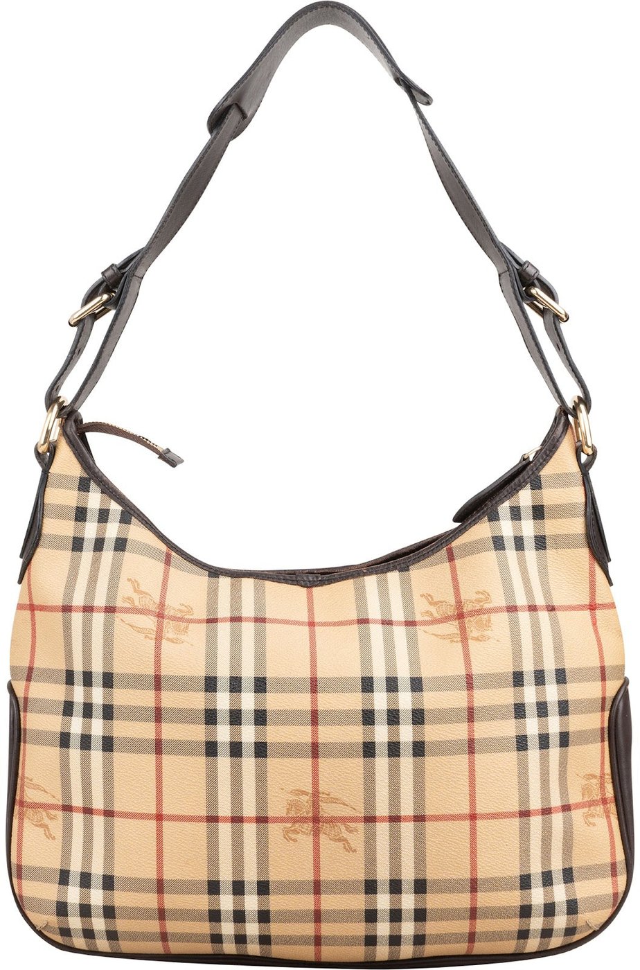 Burberry Haymarket Check Coated Canvas Bridle Hobo Shoulder Bag