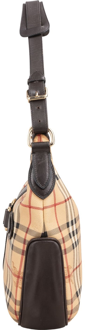 Burberry Haymarket Check Coated Canvas Bridle Hobo Shoulder Bag