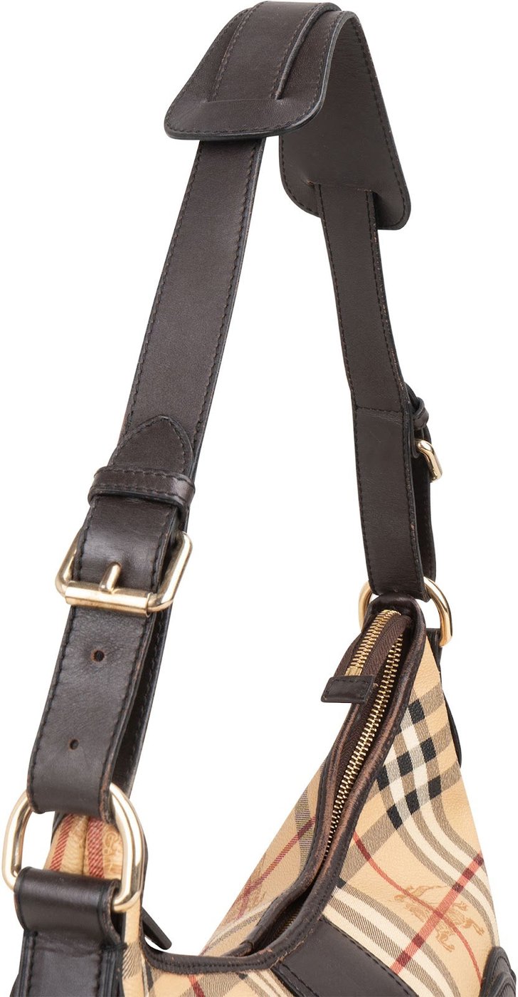 Burberry Haymarket Check Coated Canvas Bridle Hobo Shoulder Bag