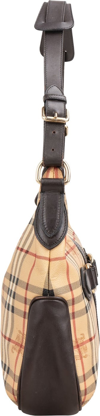 Burberry Haymarket Check Coated Canvas Bridle Hobo Shoulder Bag
