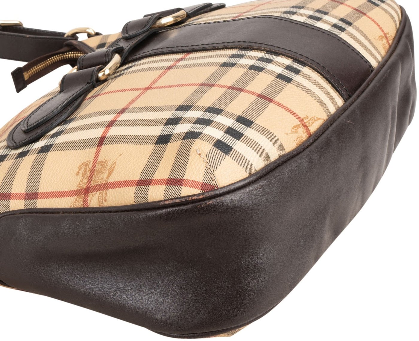 Burberry Haymarket Check Coated Canvas Bridle Hobo Shoulder Bag