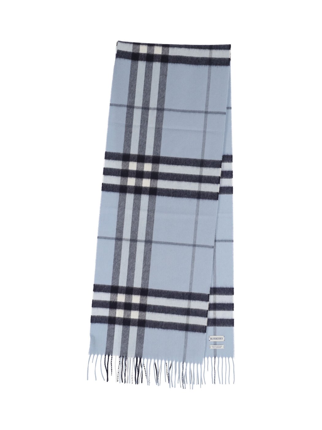 Light Blue Check Brushed Cashmere Scarf