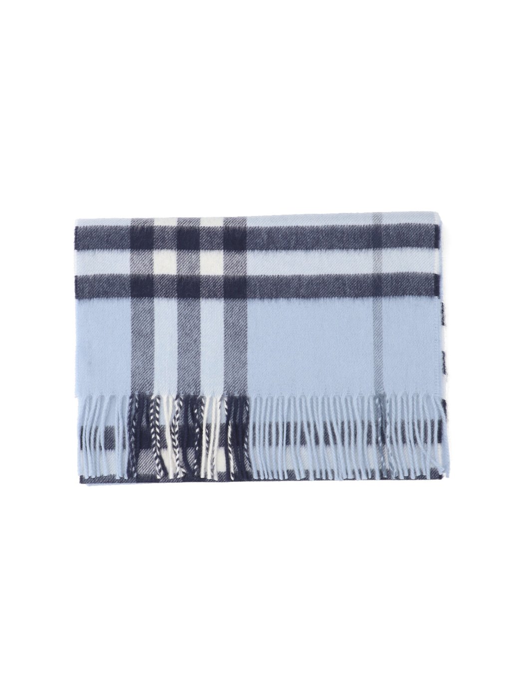 Light Blue Check Brushed Cashmere Scarf