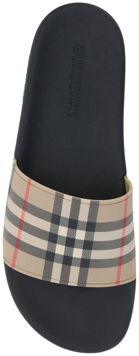 Burberry Brown Rubber Slides Sandals