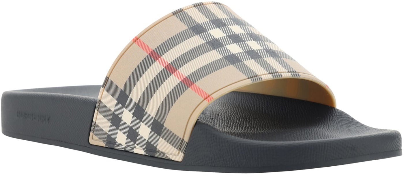 Burberry Brown Rubber Slides Sandals