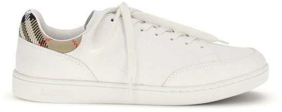 Burberry White Calf Leather Bos Taurus Low Top Sneakers