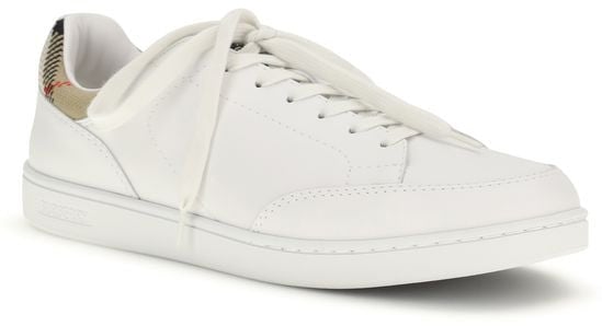 Burberry White Calf Leather Bos Taurus Low Top Sneakers