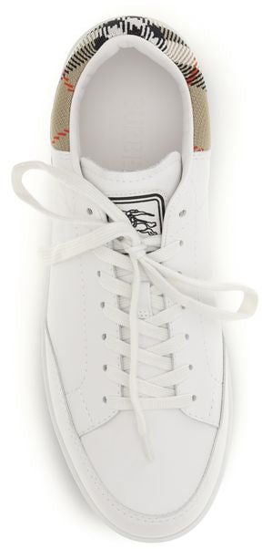 Burberry White Calf Leather Bos Taurus Low Top Sneakers