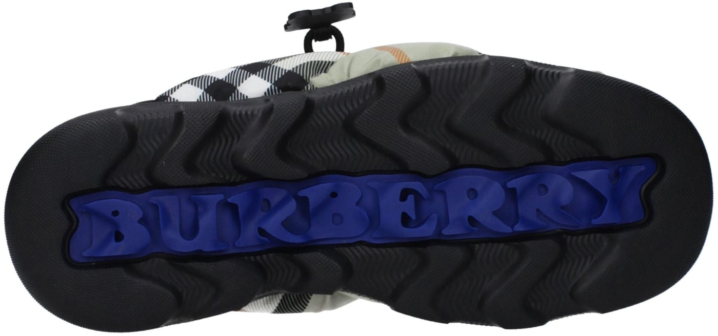 Burberry Green Fabric Slip-On Loafers
