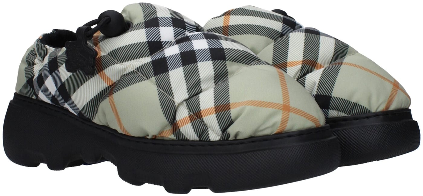 Burberry Green Fabric Slip-On Loafers