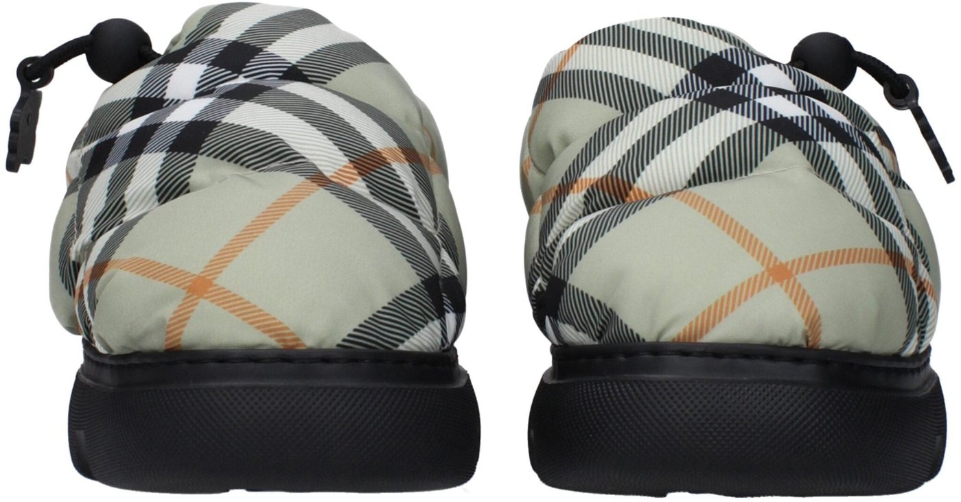 Burberry Green Fabric Slip-On Loafers